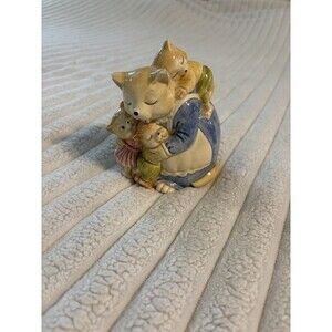 Vintage 1982 Quon-Quon 3 Little Kittens CoinBank Japan 5" cat family Grandmacore